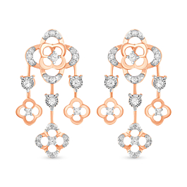 Graceful Geometric Shape Hanging Design Diamond Earrings-EF IF VVS-18kt Yellow Gold