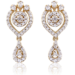 Glitter Diya Stud with Dew Drop Hangings Diamond Earrings