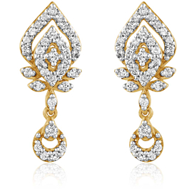 Traditional Diya Stud with Hanging Design Diamond Earrings