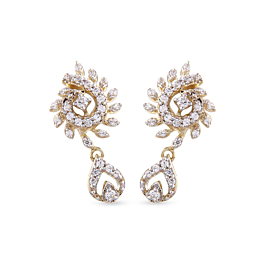 Eye Enticing Sparkling Stone with Hanging Diamond Earrings-EF IF VVS-18kt Rose Gold