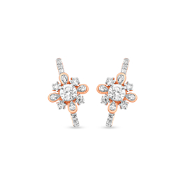 Fabulous Floral Design with Sparkling Diamond Earrings-EF IF VVS-18kt Rose Gold
