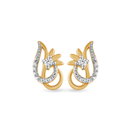 Sparkling Stone Diya Stud Diamond Earrings-18kt Yellow Gold-EF IF VVS