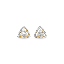 Gorgeous Geometrical Shape Stud Diamond Earrings-EF IF VVS-18kt Yellow Gold