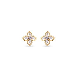 Fantastic Four Petal Stud Diamond Earrings-EF IF VVS-18kt Rose Gold
