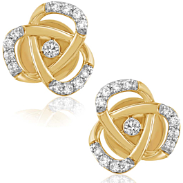 Fabulous Three Petal Floral Design Diamond Earrings