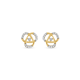 Fabulous Three Petal Floral Design Diamond Earrings-EF IF VVS-18kt Rose Gold