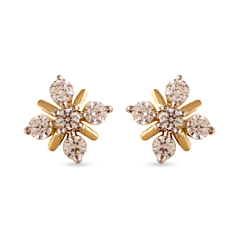 Splendid Star Design Diamond Earring-EF IF VVS-18kt Yellow Gold
