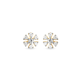 Charming Floral Design Diamond Earrings-GH SI-18kt Rose Gold