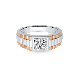 Dual Finish Design Diamond Ring-EF IF VVS-18kt Rose Gold-15
