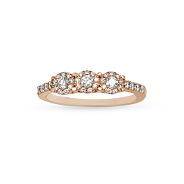 Three Floral Design Diamond Ring-7-EF IF VVS-18kt Rose Gold