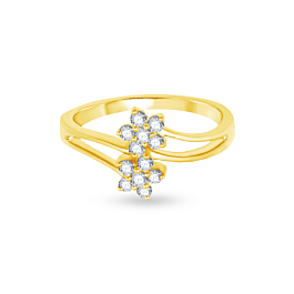 Amazing Dual Floral Design Diamond Ring-EF IF VVS-18kt Rose Gold-7