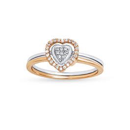 Dazzling Dual Finish with Heart Design Diamond Ring-EF IF VVS-18kt Rose Gold-7