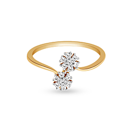Dazzling Dual Floral Design Diamond Ring-EF IF VVS-18kt Rose Gold-7