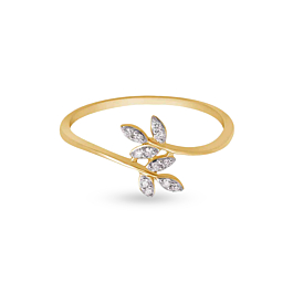 Lovely Leaf Design Diamond Ring - Diamond Ring-EF IF VVS-18kt Rose Gold-7