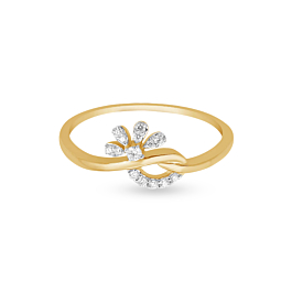 Sparkling Semi Floral Design Diamond Ring-EF IF VVS-18kt Yellow Gold-7