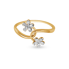 Dazzling Dual Flower Design Diamond Ring-EF IF VVS-18kt White Gold-7