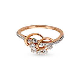 Attractive Spiral with Floral Design Diamond Ring-EF IF VVS-18kt Rose Gold-7
