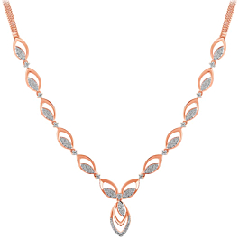 Lovely Leaf Design Link Diamond Necklace-EF IF VVS-18kt Rose Gold