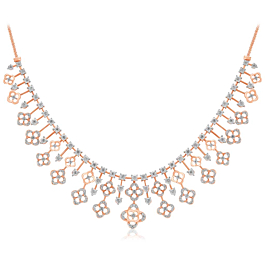 Charmful Chandelier Design Diamond Necklace-EF IF VVS-18kt Rose Gold