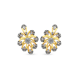 Sparkling Blossom Floral Diamond Earrings-EF IF VVS-18kt Rose Gold