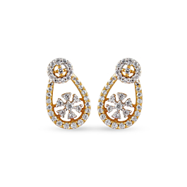 Shining Floral Diamond Earrings-EF IF VVS-18kt Rose Gold