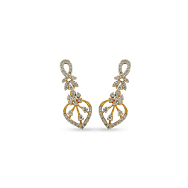 Fashionable Floral Diamond Drop Earrings-EF IF VVS-18kt Rose Gold