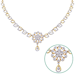 Elegant Floral Leaf Pattern Diamond Necklace-EF IF VVS-18kt Rose Gold