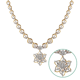 Classic Seven Petal Rosette Diamond Necklace-EF IF VVS-18kt Rose Gold