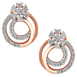 Dainty Circular Diamond Drop Earrings-EF IF VVS-18kt Rose Gold