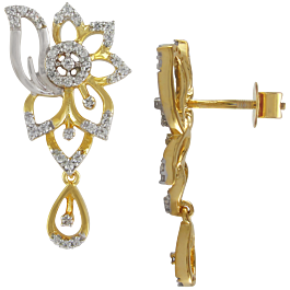 Trending Lotus Shaped Diamond Drop Earrings-EF IF VVS-18kt Rose Gold