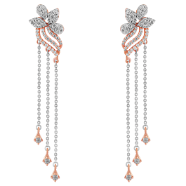 Fancy Triple Hanging Diamond Drop Earrings-EF IF VVS-18kt Rose Gold