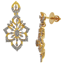 Intricate Tulip Diamond Earrings-EF IF VVS-18kt Yellow Gold
