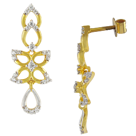 Magnificent Four Petal Diamond Drop Earrings-EF IF VVS-18kt Rose Gold
