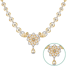 Double Swan Floral Diamond Necklace