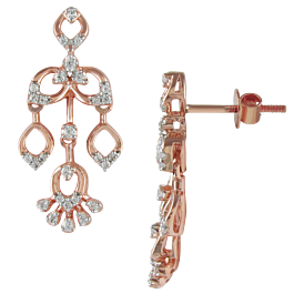 Adorable Chandelier Diamond Drop Earrings-EF IF VVS-18kt Rose Gold