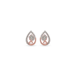 Charming Swirl Diamond Earrings-EF IF VVS-18kt Rose Gold