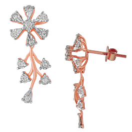 Blooming Flower Diamond Earrings-EF IF VVS-18kt Rose Gold