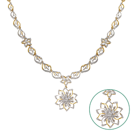 Dazzling Sunflower Diamond Necklace-EF IF VVS-18kt Rose Gold