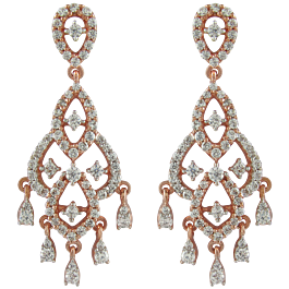 Opulent Chandelier Diamond Drop Earrings-EF IF VVS-18kt Rose Gold