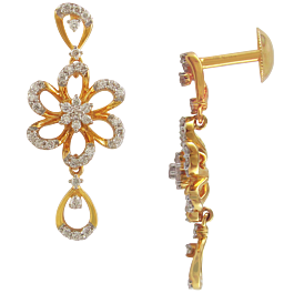 Sublime Flower Diamond Drop Earrings-EF IF VVS-18kt Rose Gold