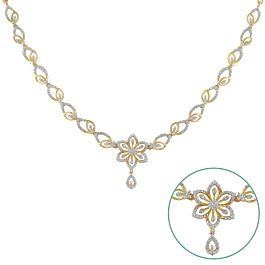 Dainty Paisley Floral Diamond Necklace-EF IF VVS-18kt Rose Gold