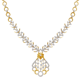 Glossy Floral Diamond Necklace-EF IF VVS-18kt Rose Gold