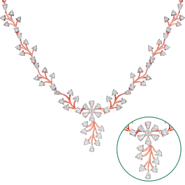 Pretty Sleek Floral Diamond Necklace-GH SI-18kt Rose Gold