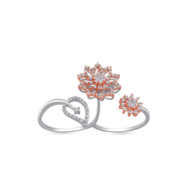 Sparkling Floral Diamond Rings - Diamond Rings-EF IF VVS-18kt Rose Gold-7