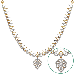 Magical Dew Drops Dual Tone Diamond Necklace-EF IF VVS-18kt Rose Gold