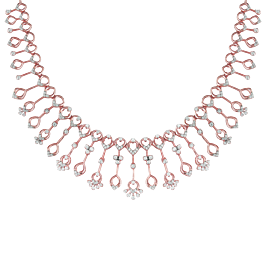 Vibrant Geometric Shape Diamond Necklace-EF IF VVS-18kt Rose Gold