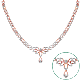 Whimsical Blooming Floral Diamond Necklace-EF IF VVS-18kt Rose Gold