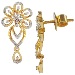 Modern Floral Diamond Earrings-EF IF VVS-18kt Rose Gold