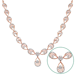 Captivating Shell Pattern Diamond Necklace-EF IF VVS-18kt Rose Gold