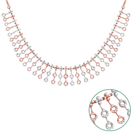 Alluring Concentric Circles Diamond Necklace-EF IF VVS-18kt Rose Gold